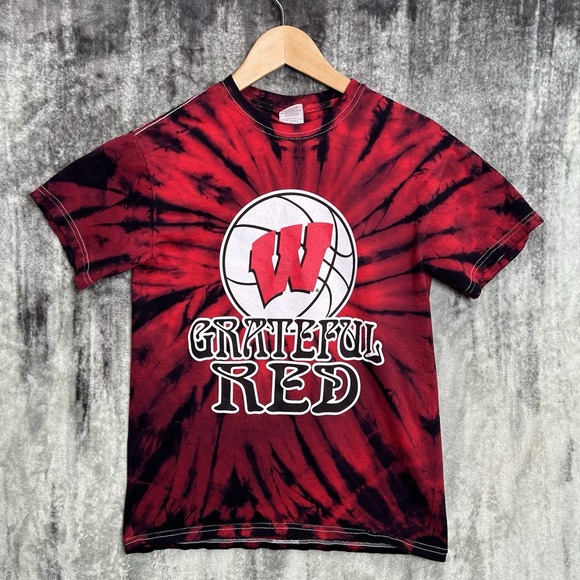 Gildan Other - University of Wisconsin Badgers Basketball Grateful Red Tie Dye T-Shirt Size S